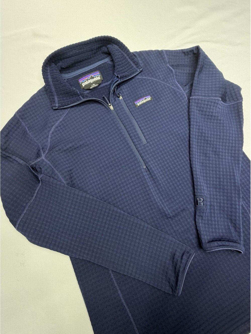 Patagonia Sweater Womens L Navy R1 Fleece Pullover PloarTech Power Grid 40119